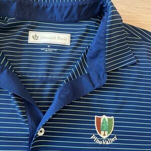 Donald Ross Polo Men’s XL Navy Green Striped Pine Valley